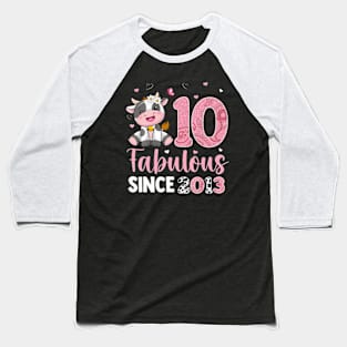 Awesome Since 2013 Cow Print 10Th Birthday Outfit For Girl Baseball T-Shirt